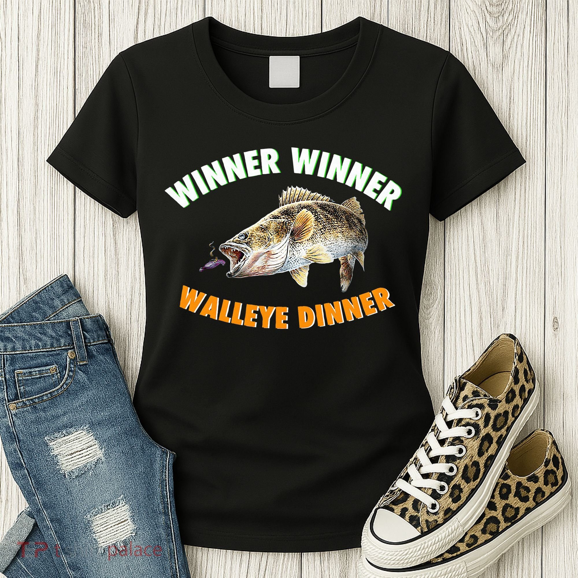 Funny Fishing WINNER WINNER WALLEYE DINNER Fish Fry Women's T-Shirt