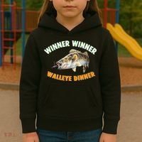Funny Fishing WINNER WINNER WALLEYE DINNER Fish Fry Kids Hoodie thumb 3