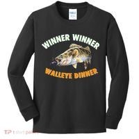Funny Fishing WINNER WINNER WALLEYE DINNER Fish Fry Kids Long Sleeve Shirt thumb 0