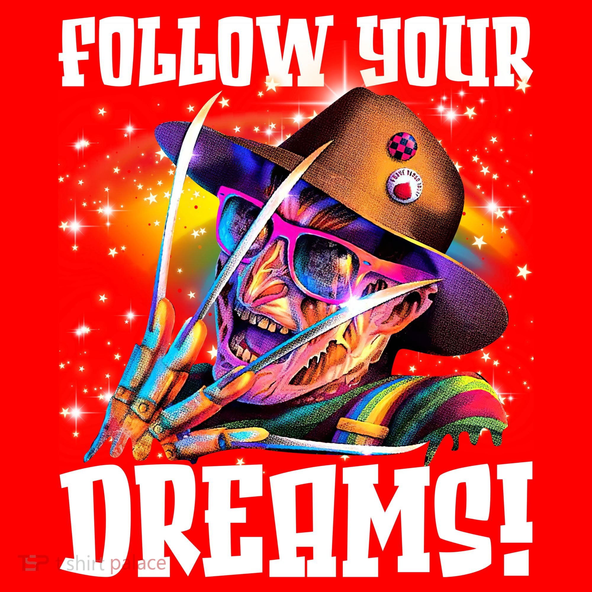 Freddy Follow Your Dream Rainbow Freddy Nightmare Horror Halloween Santa Hat