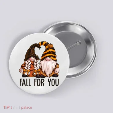 Fall For You Gnome Cute Button