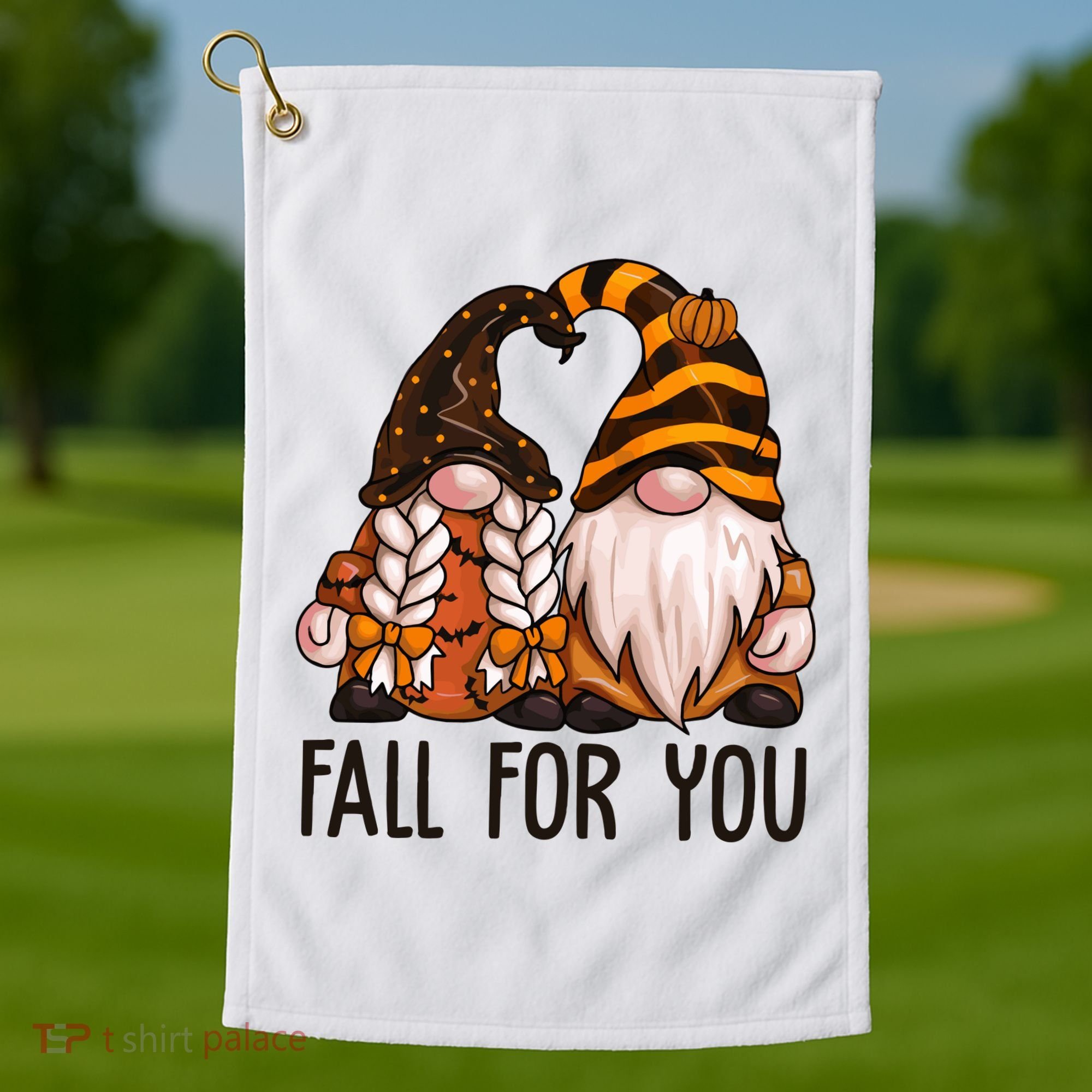 Fall For You Gnome Cute Golf Towel
