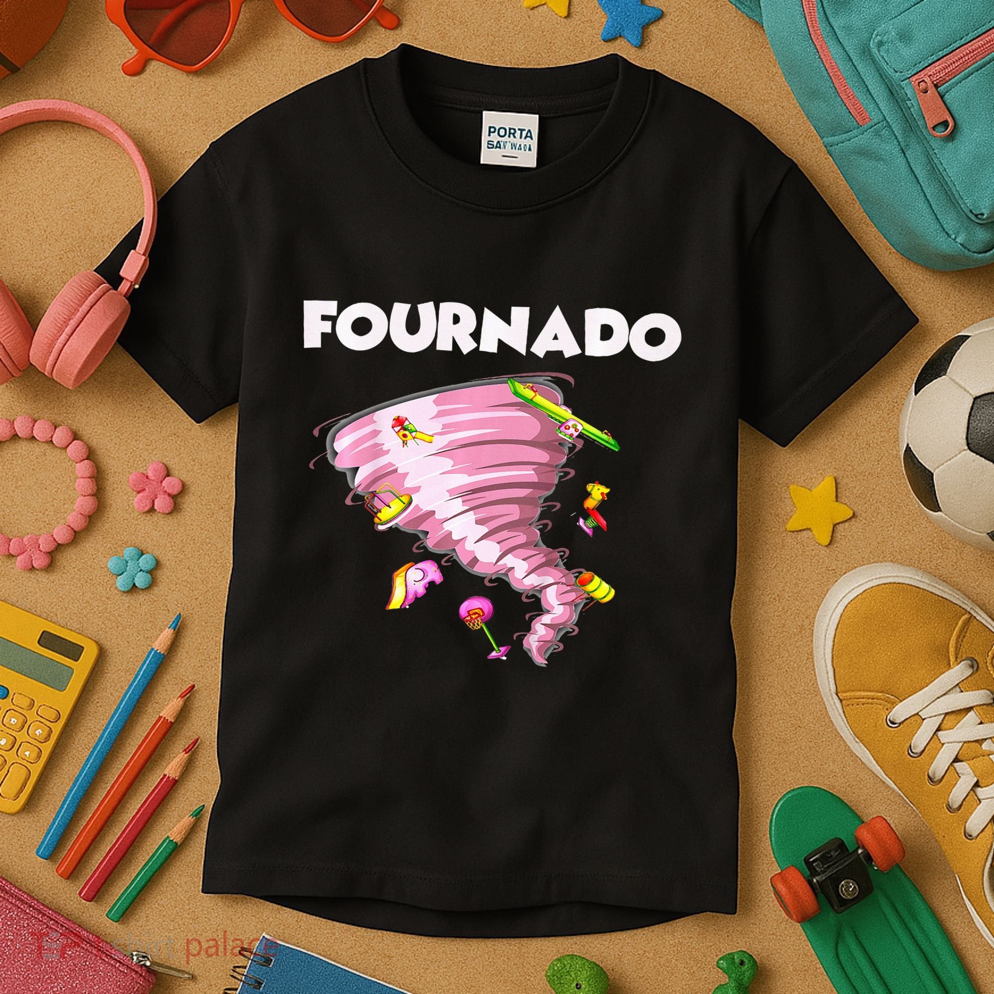 Fournado Four Year Old 4th Birthday Tornado Kids T-Shirt