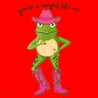 Funny Frog You're A Cowgirl Like Me Santa Hat thumb 1