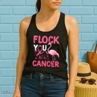 Funny Flock You Flamingo Cancer Breast Cancer Women's Tank Top thumb 2