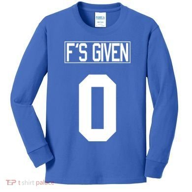 F'S GIVEN 0, Funny Sarcastic Humor White STYLE #2 Kids Long Sleeve Shirt