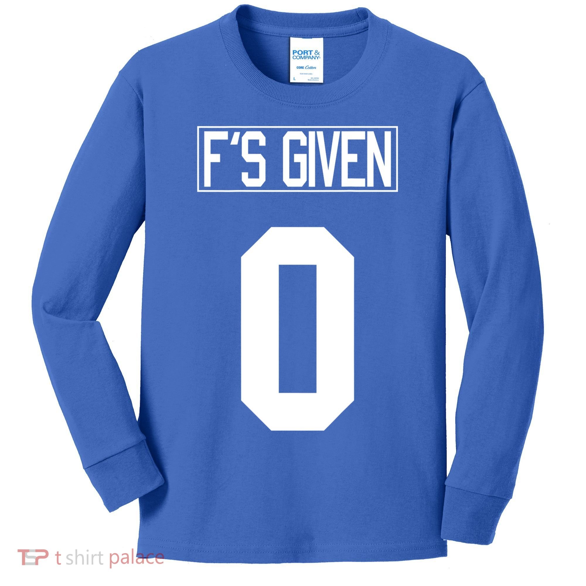 F'S GIVEN 0, Funny Sarcastic Humor White STYLE #2 Kids Long Sleeve Shirt