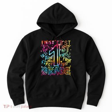 First Grade 1st Grade Tie Dye Word Art Hoodie