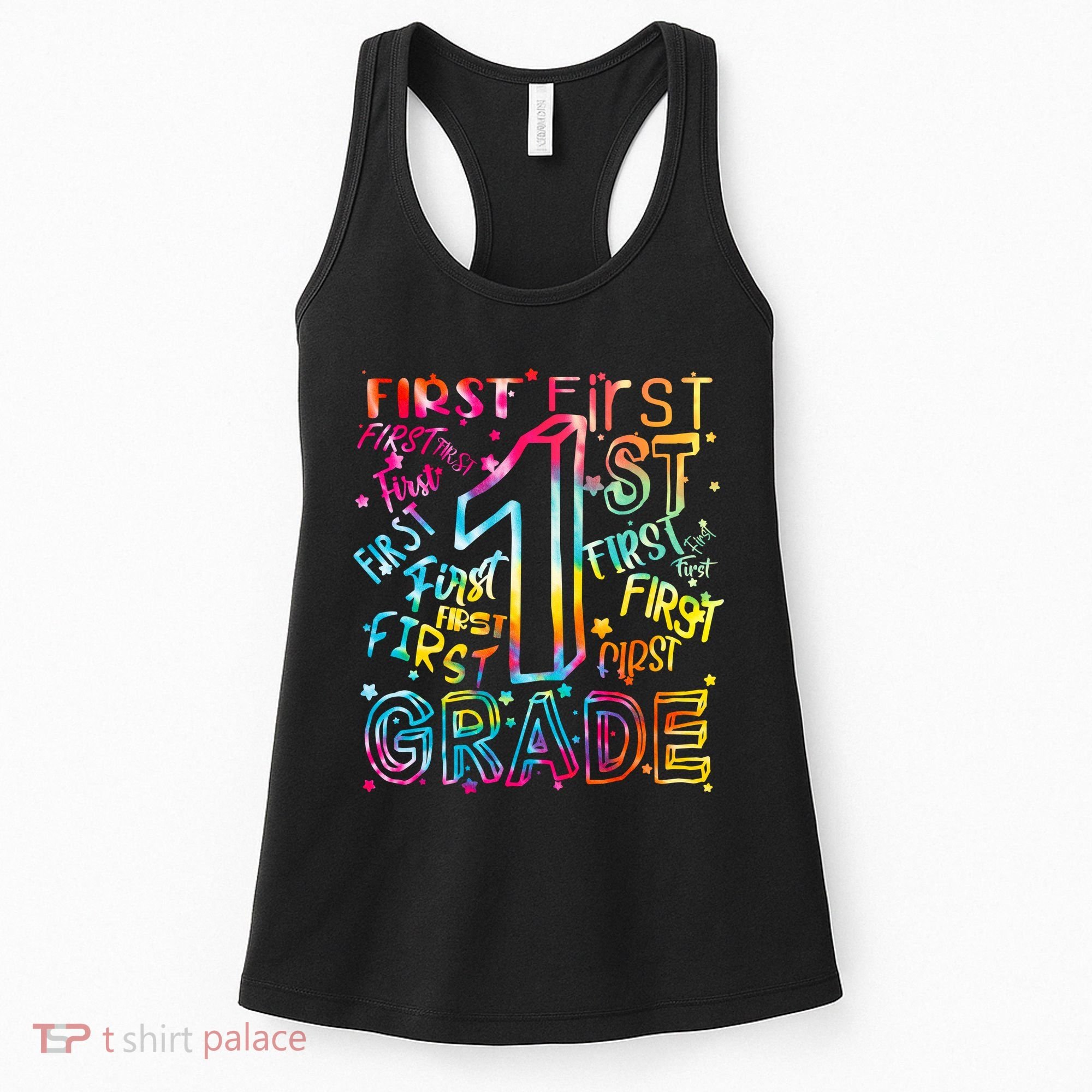 First Grade 1st Grade Tie Dye Word Art Women's Tank Top