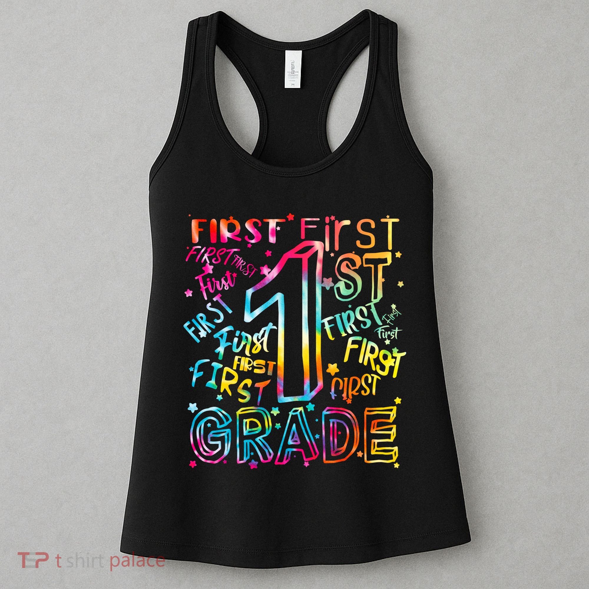 First Grade 1st Grade Tie Dye Word Art Women's Tank Top