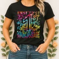 First Grade 1st Grade Tie Dye Word Art Women's T-Shirt thumb 2