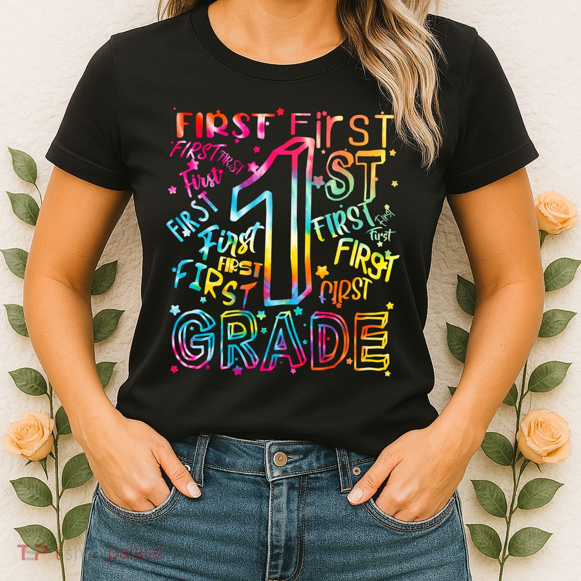 First Grade 1st Grade Tie Dye Word Art Women's T-Shirt