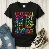 First Grade 1st Grade Tie Dye Word Art Women's T-Shirt thumb 3