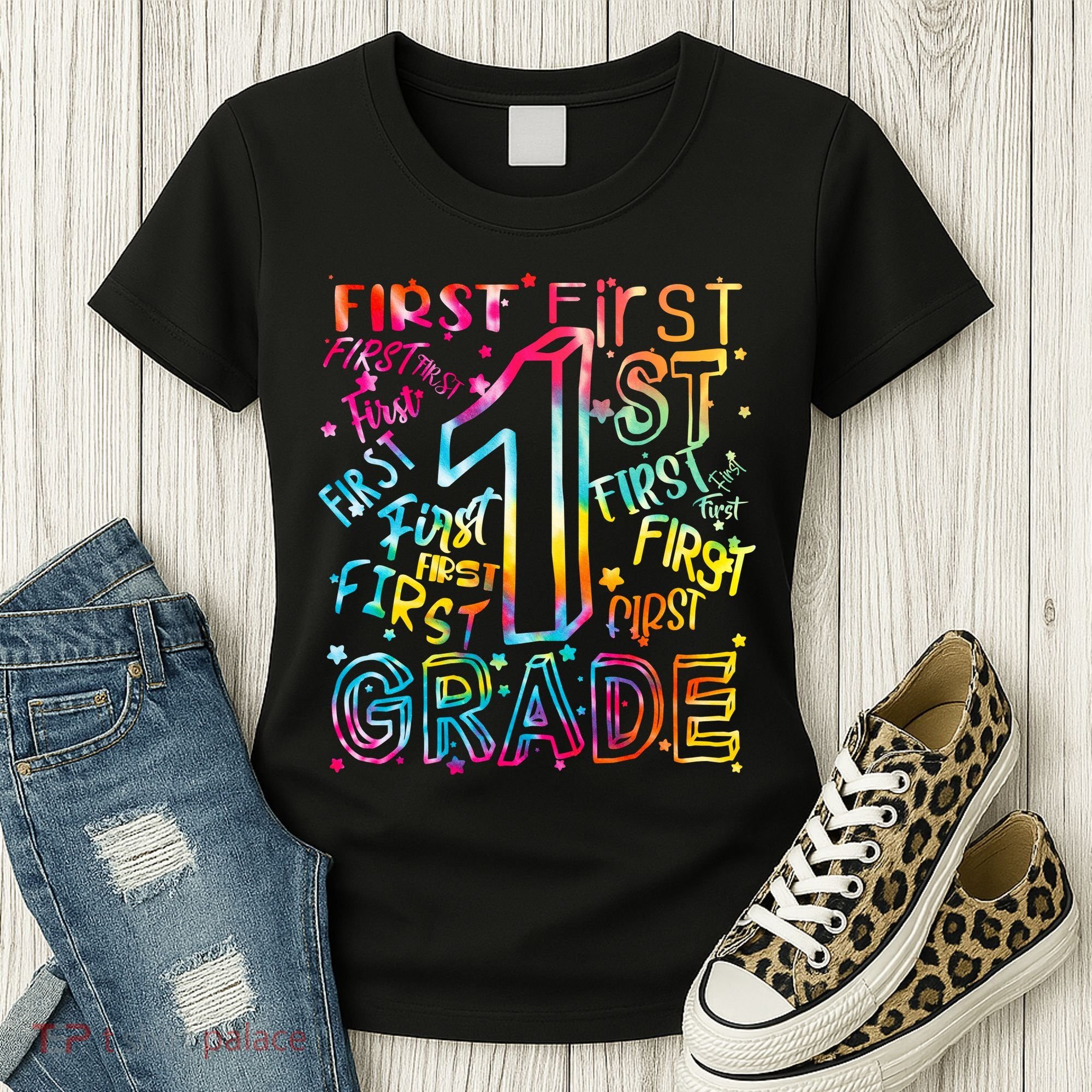 First Grade 1st Grade Tie Dye Word Art Women's T-Shirt