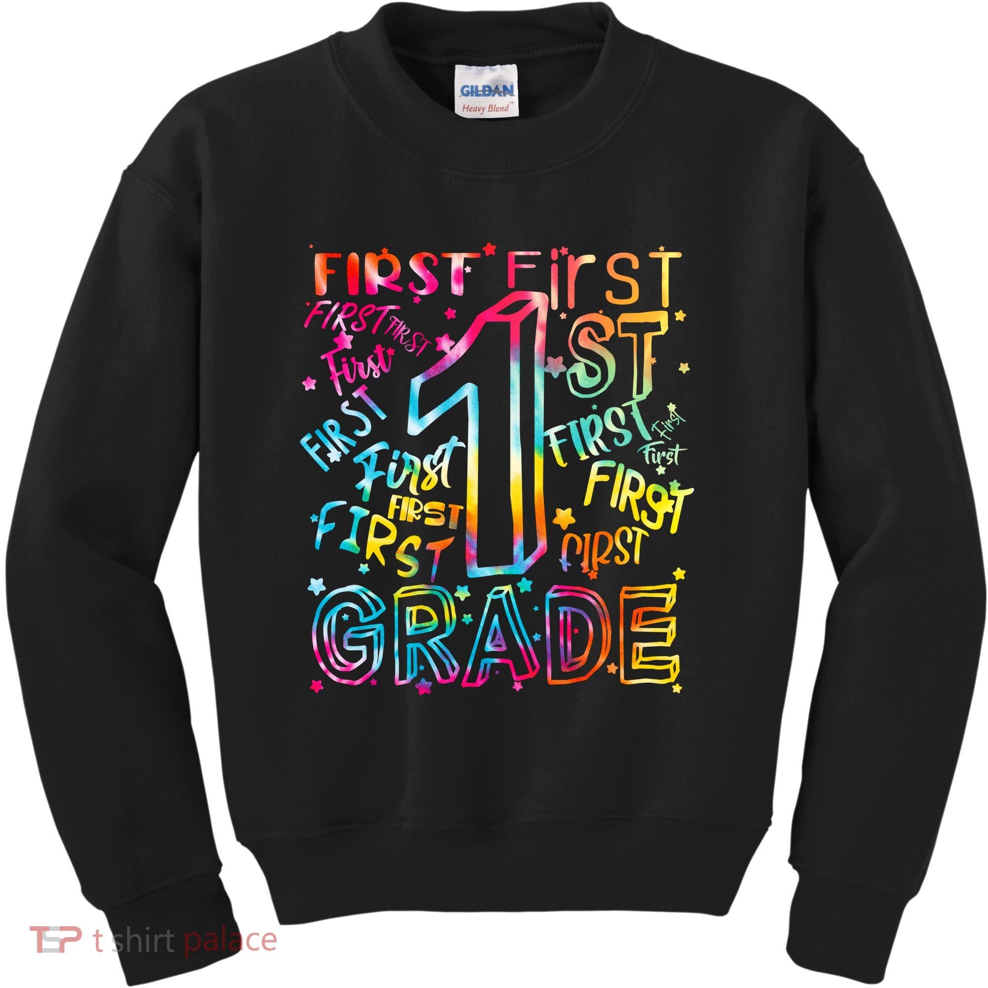 First Grade 1st Grade Tie Dye Word Art Kids Sweatshirt