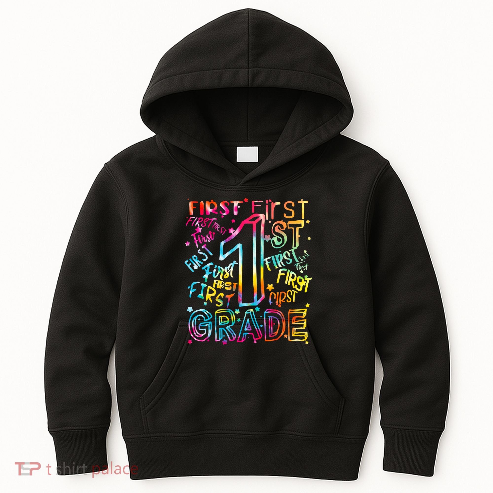 First Grade 1st Grade Tie Dye Word Art Kids Hoodie