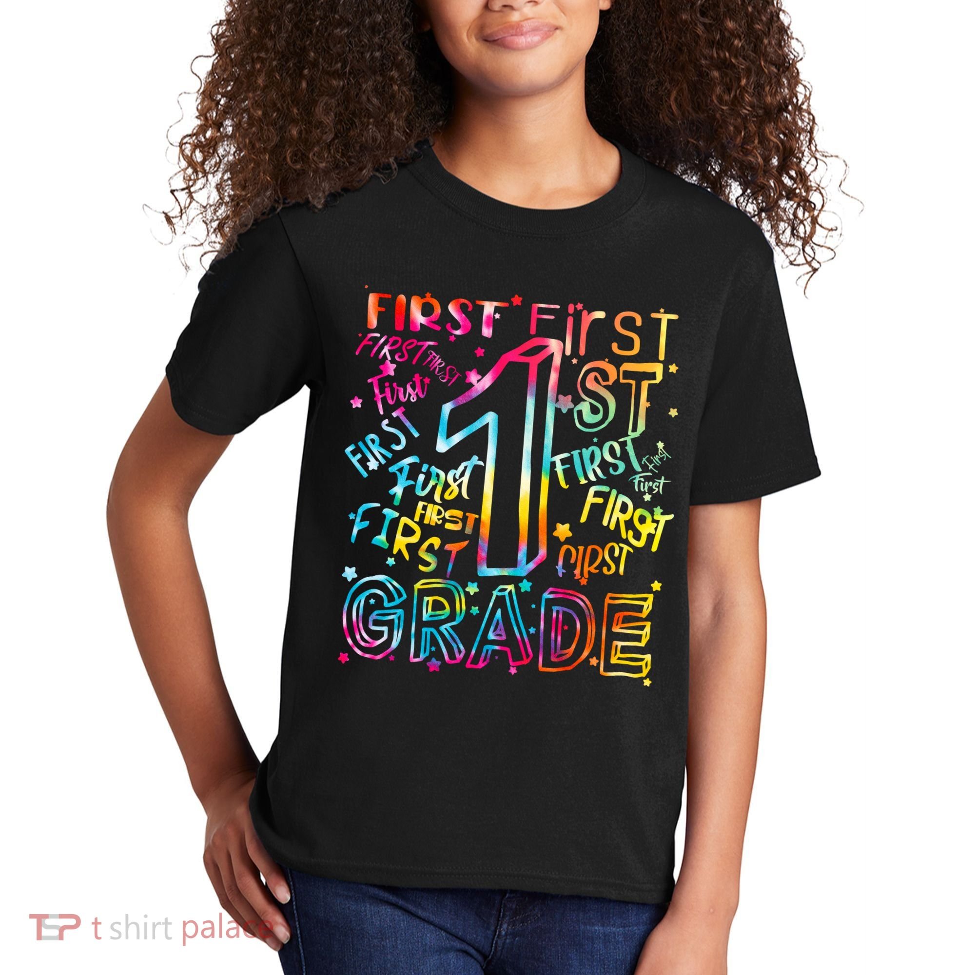 First Grade 1st Grade Tie Dye Word Art Kids T-Shirt