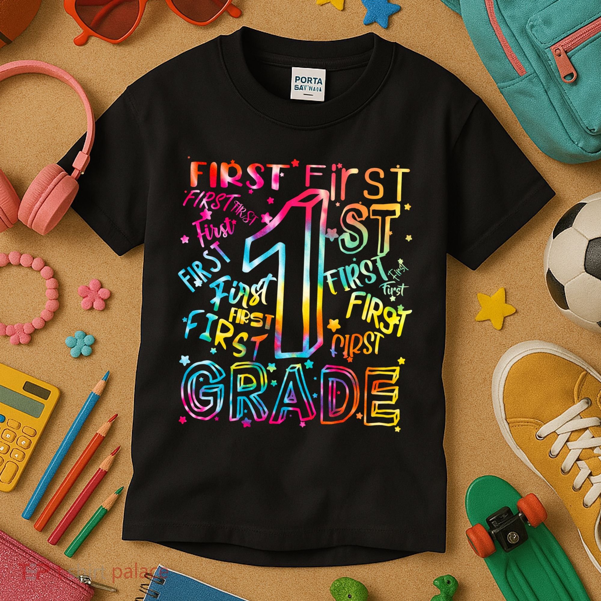First Grade 1st Grade Tie Dye Word Art Kids T-Shirt
