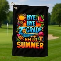 Funny Goodbye 2nd Grade Hello Summer Funny Gift Golf Towel thumb 1