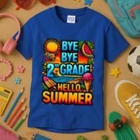 Funny Goodbye 2nd Grade Hello Summer Funny Gift Kids T-Shirt thumb 3