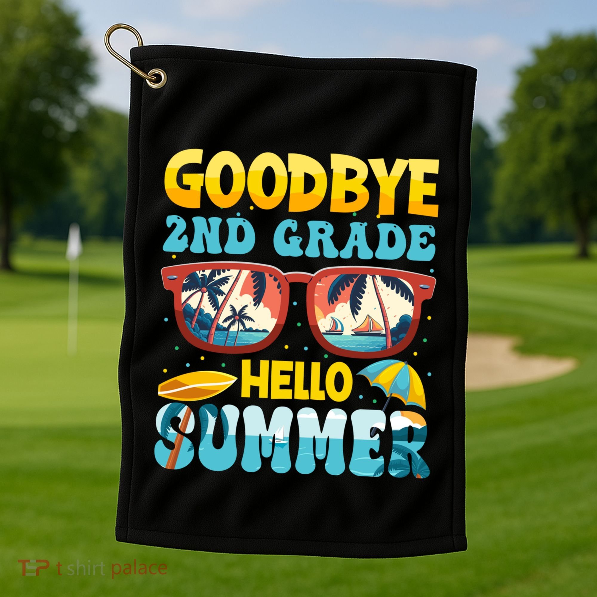 Funny Goodbye 2nd Grade Hello Summer Great Gift Golf Towel