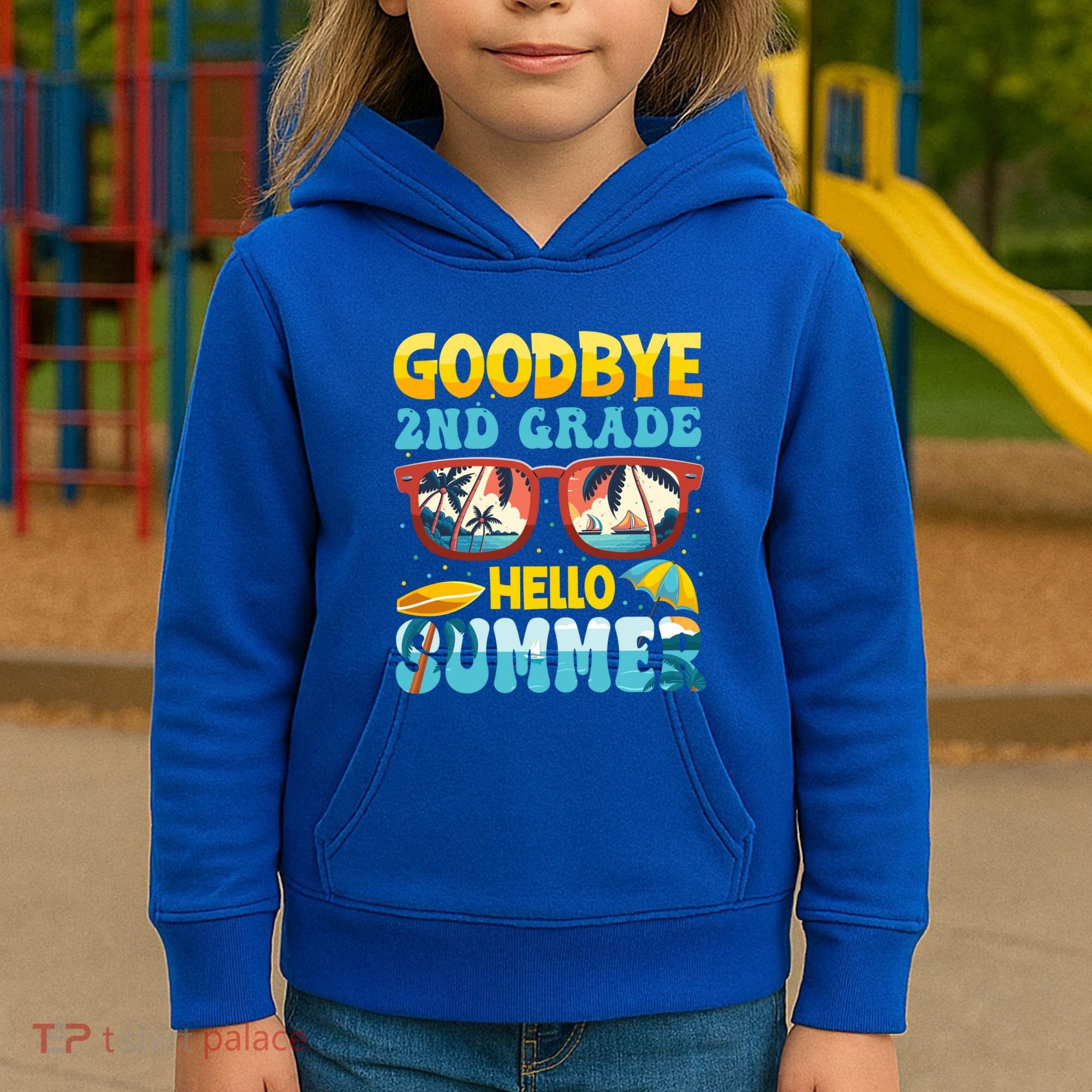 Funny Goodbye 2nd Grade Hello Summer Great Gift Kids Hoodie