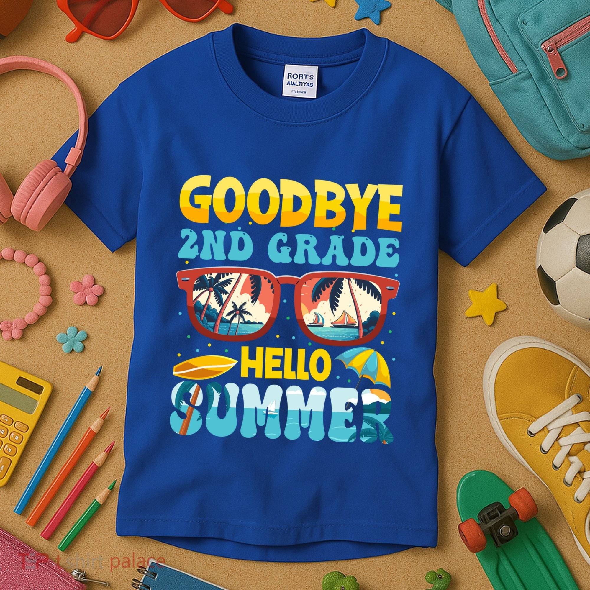 Funny Goodbye 2nd Grade Hello Summer Great Gift Kids T-Shirt