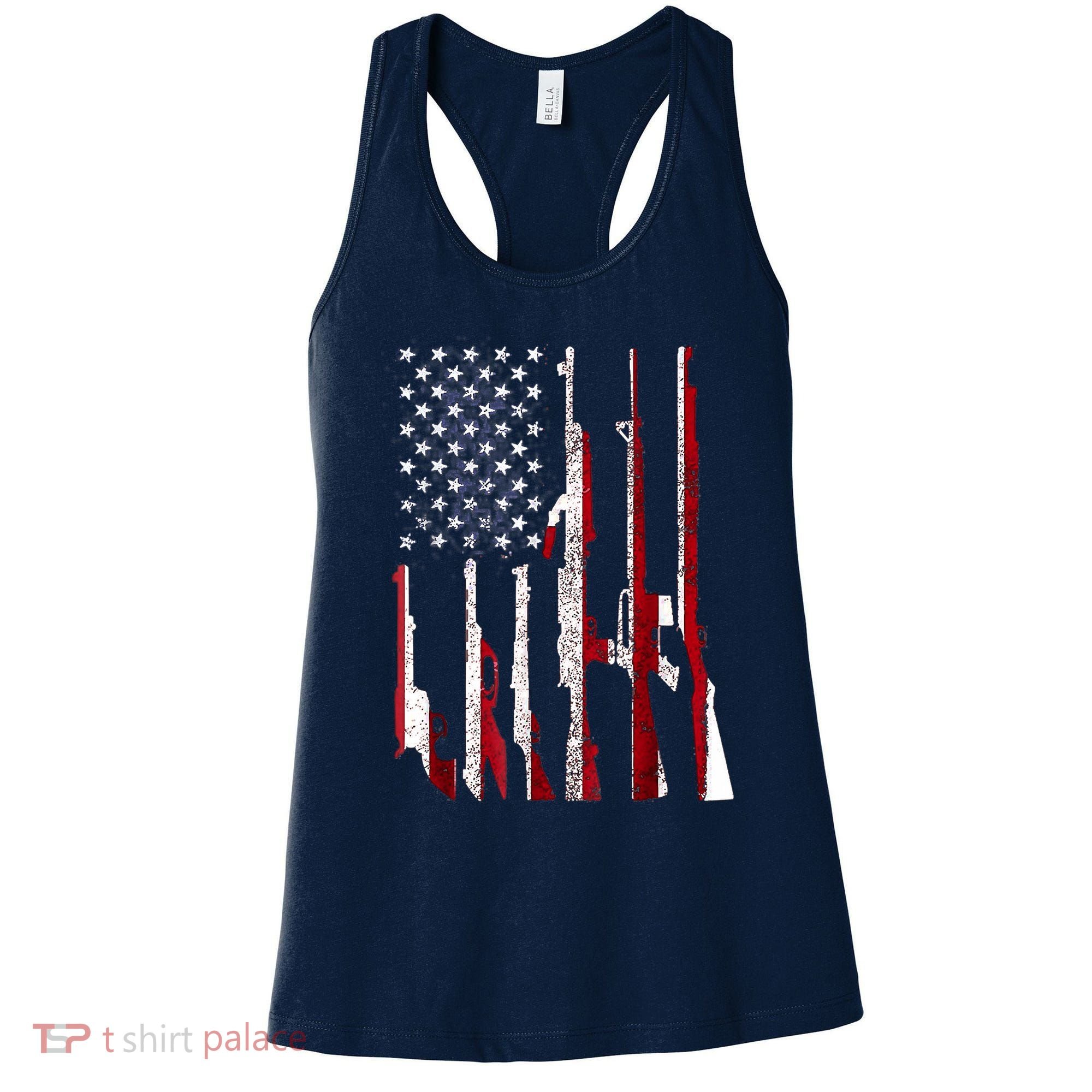 Funny Gun 4th Of July American USA Pride Flag Women's Tank Top
