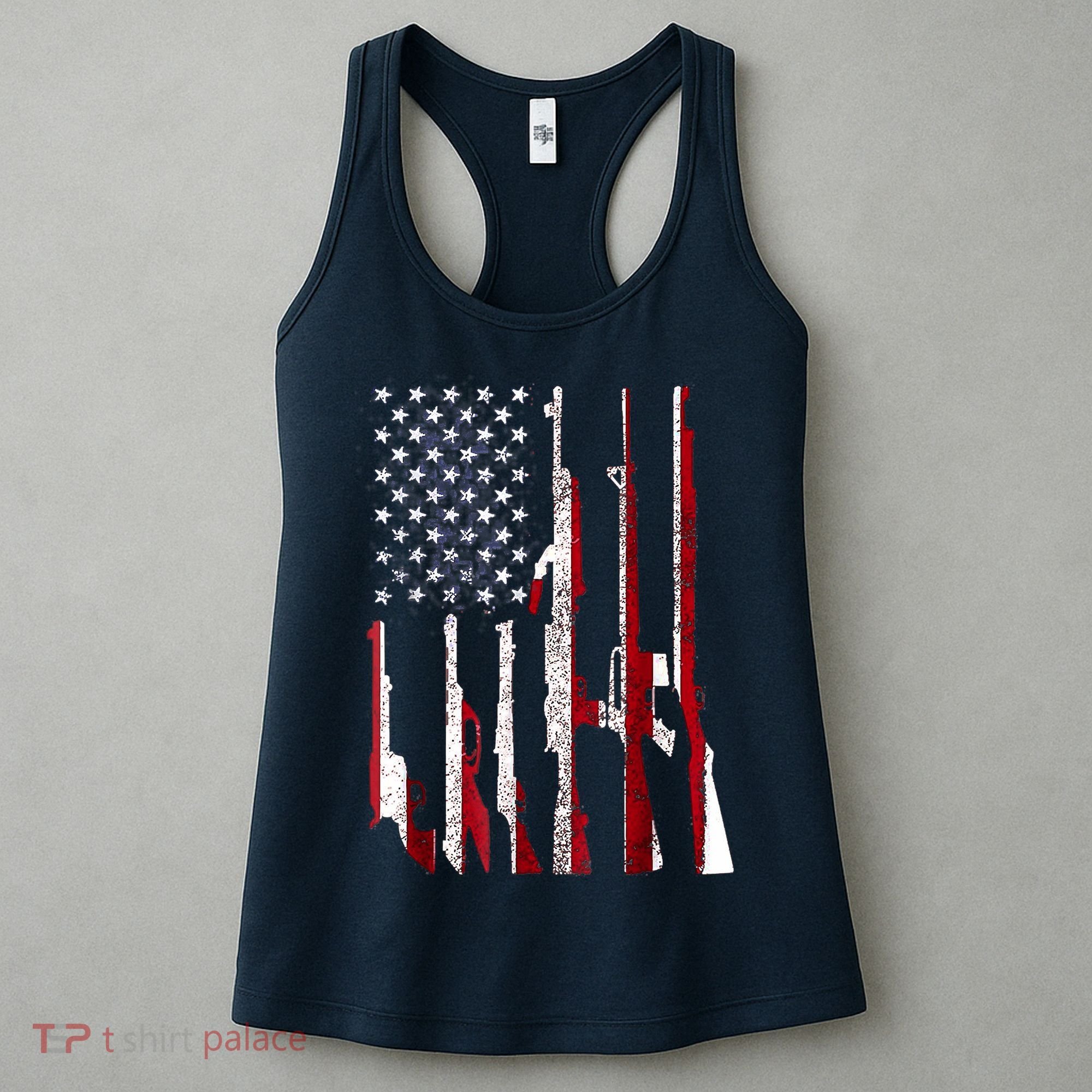 Funny Gun 4th Of July American USA Pride Flag Women's Tank Top
