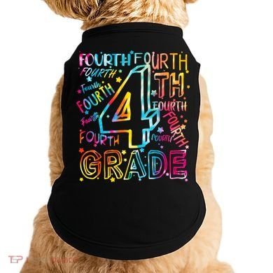 Fourth Grade 4th Grade Tie Dye Word Art Doggie Tank