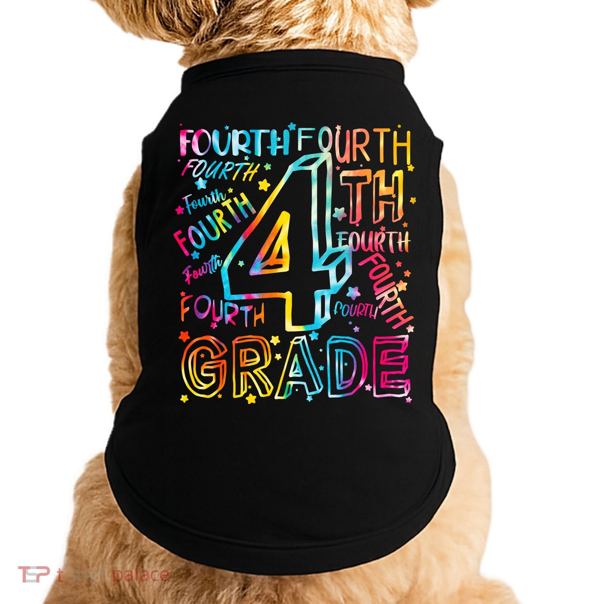 Fourth Grade 4th Grade Tie Dye Word Art Doggie Tank