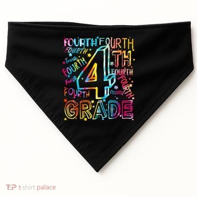 Fourth Grade 4th Grade Tie Dye Word Art USA-Made Doggie Bandana