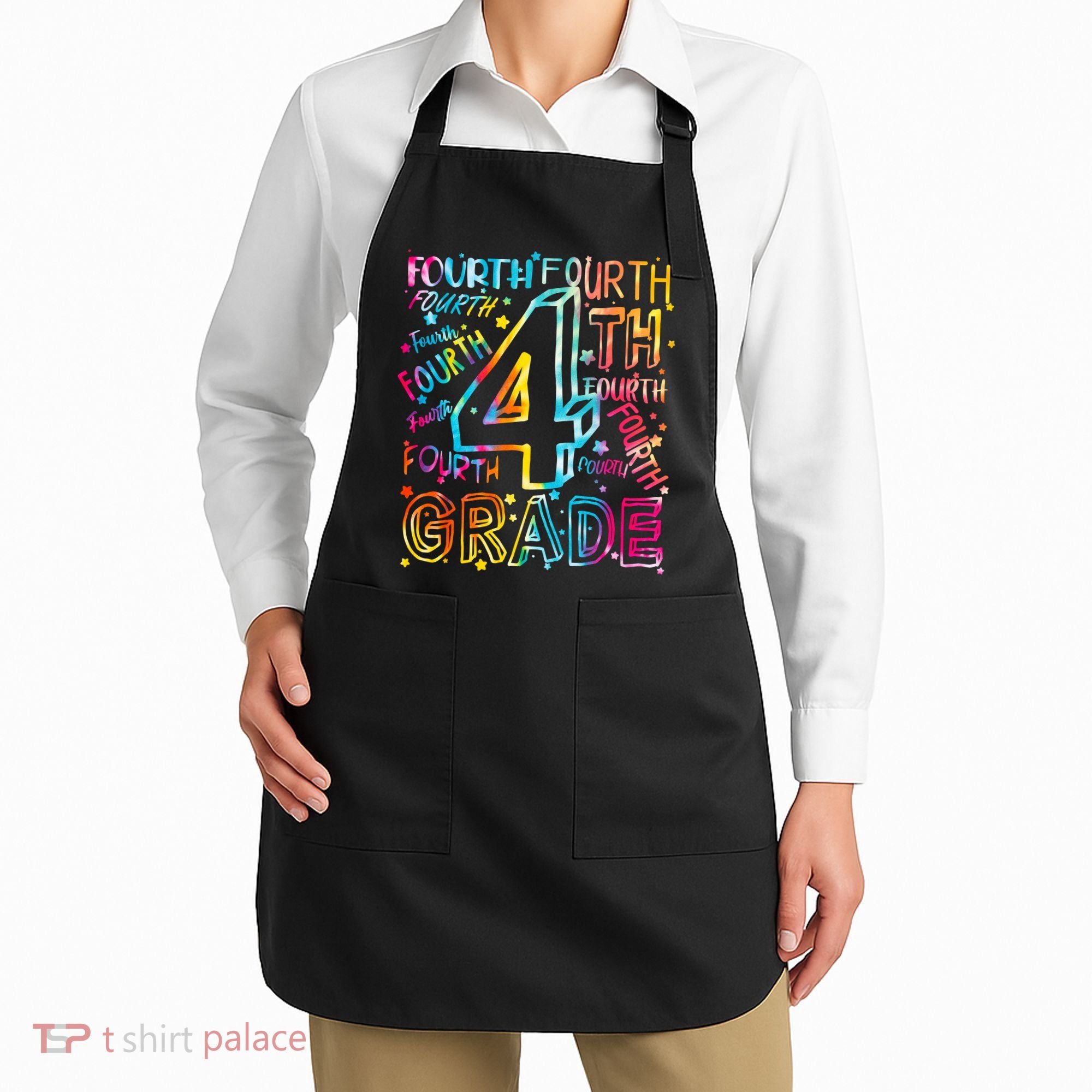 Fourth Grade 4th Grade Tie Dye Word Art Apron