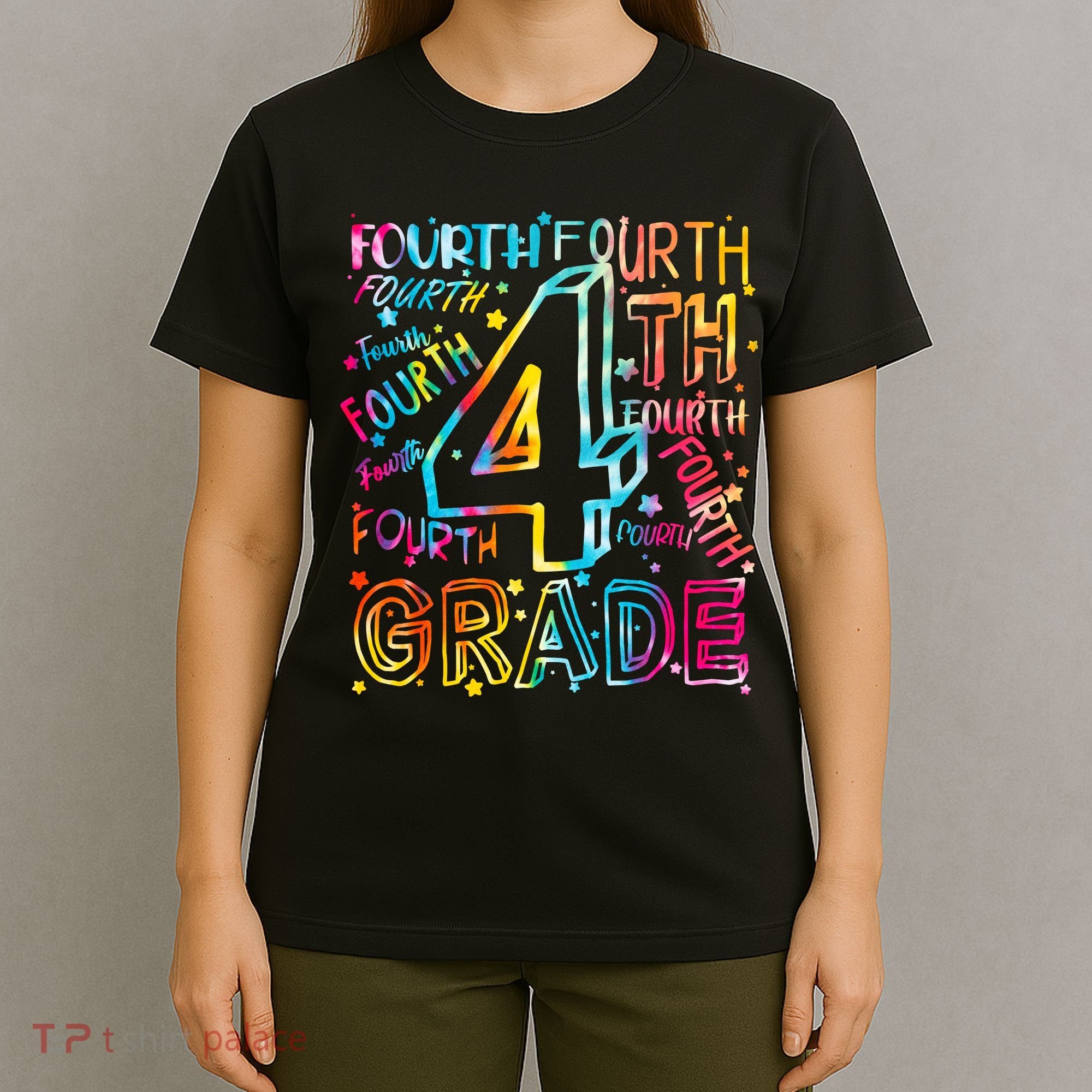 Fourth Grade 4th Grade Tie Dye Word Art T-Shirt