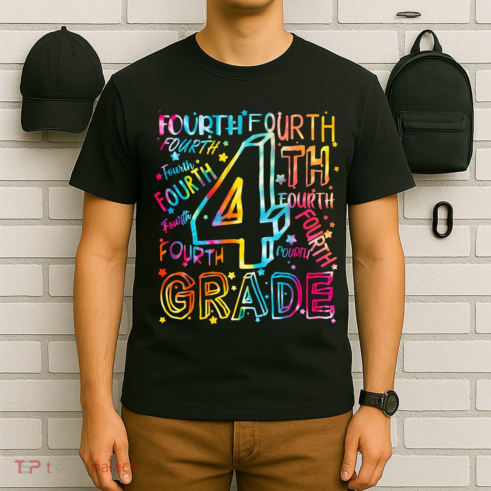 Fourth Grade 4th Grade Tie Dye Word Art T-Shirt