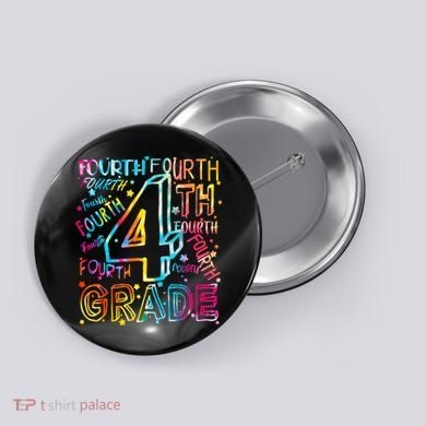 Fourth Grade 4th Grade Tie Dye Word Art Button