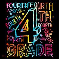 Fourth Grade 4th Grade Tie Dye Word Art Button thumb 1