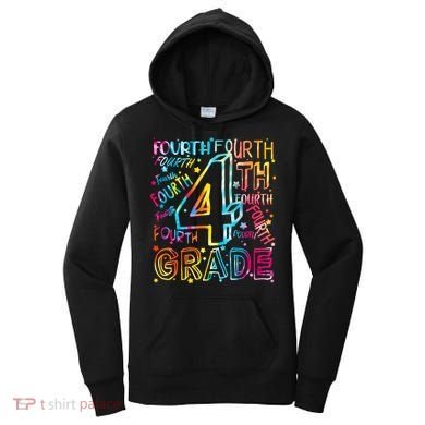 Fourth Grade 4th Grade Tie Dye Word Art Women's Hoodie