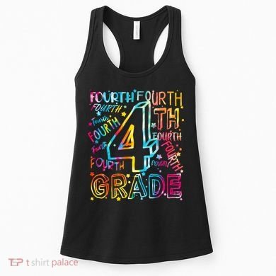Fourth Grade 4th Grade Tie Dye Word Art Women's Tank Top