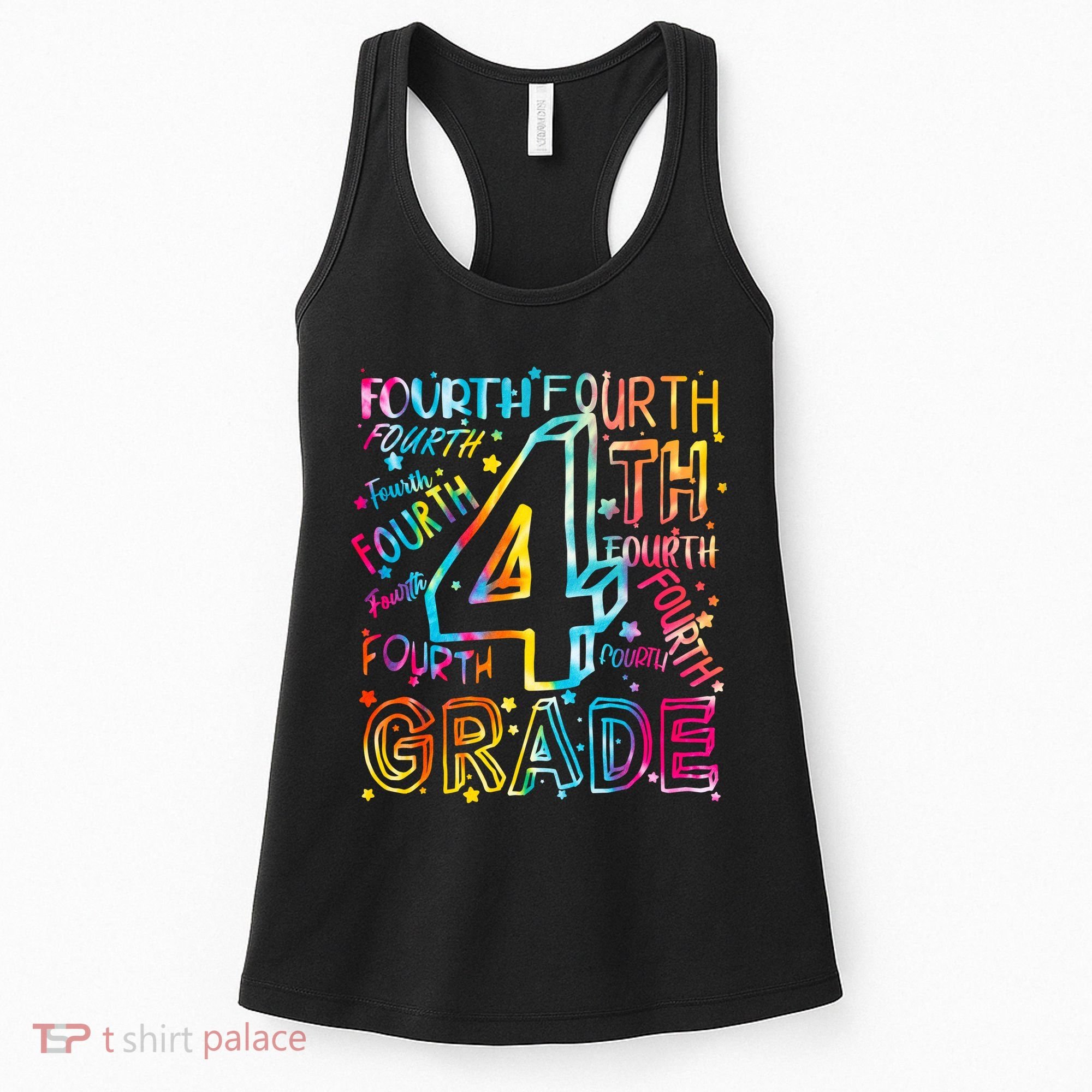 Fourth Grade 4th Grade Tie Dye Word Art Women's Tank Top