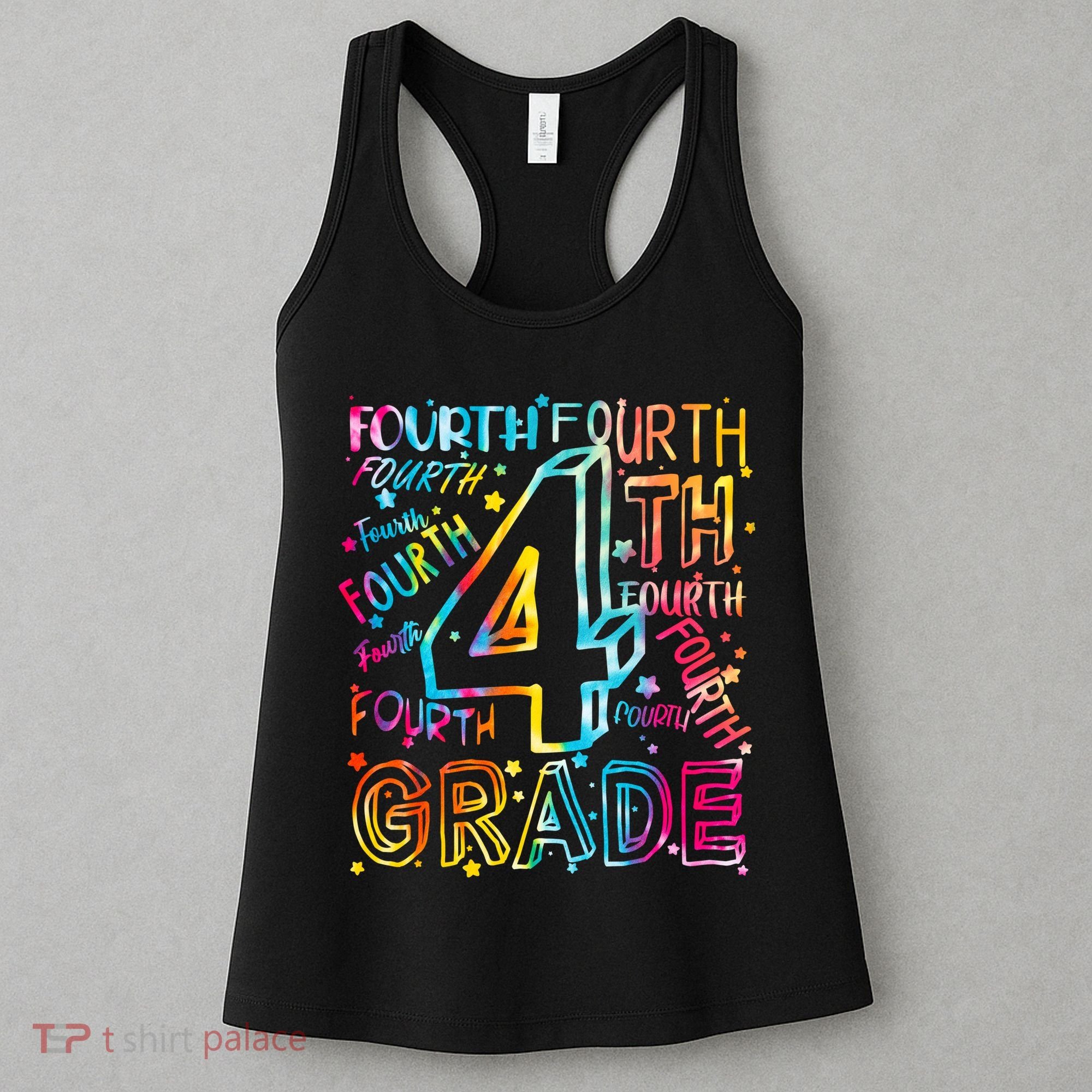 Fourth Grade 4th Grade Tie Dye Word Art Women's Tank Top