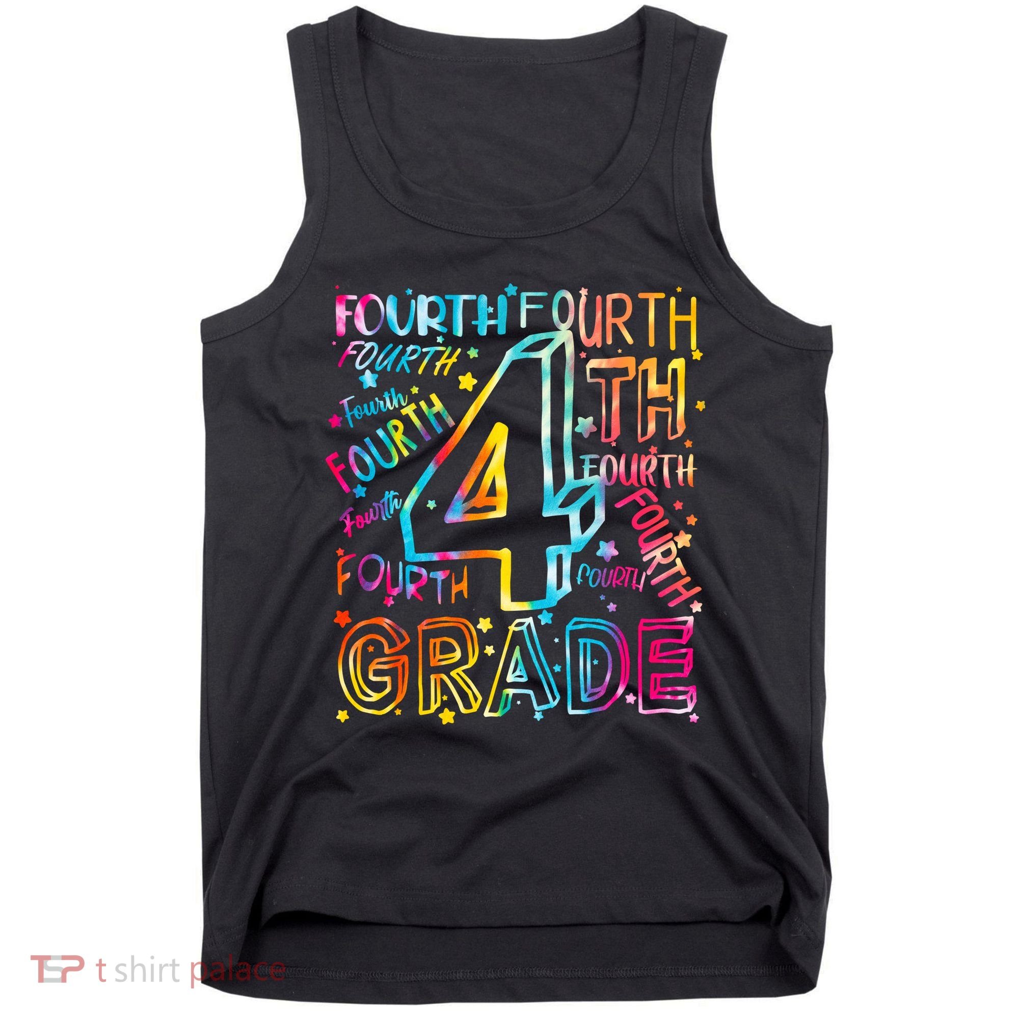 Fourth Grade 4th Grade Tie Dye Word Art Tank Top