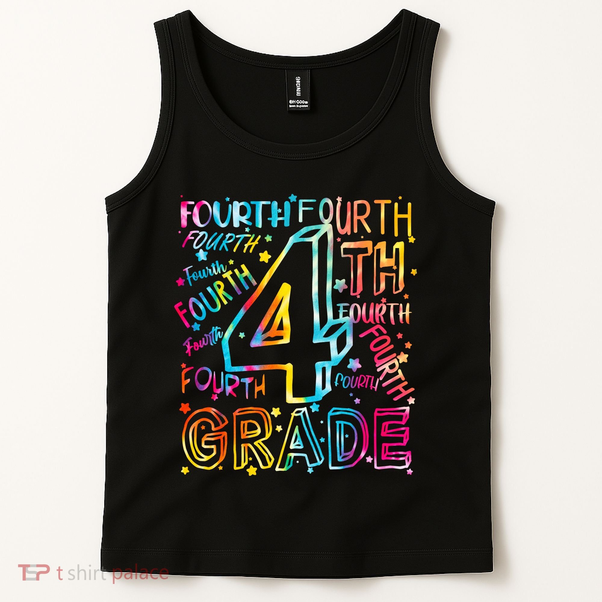 Fourth Grade 4th Grade Tie Dye Word Art Tank Top