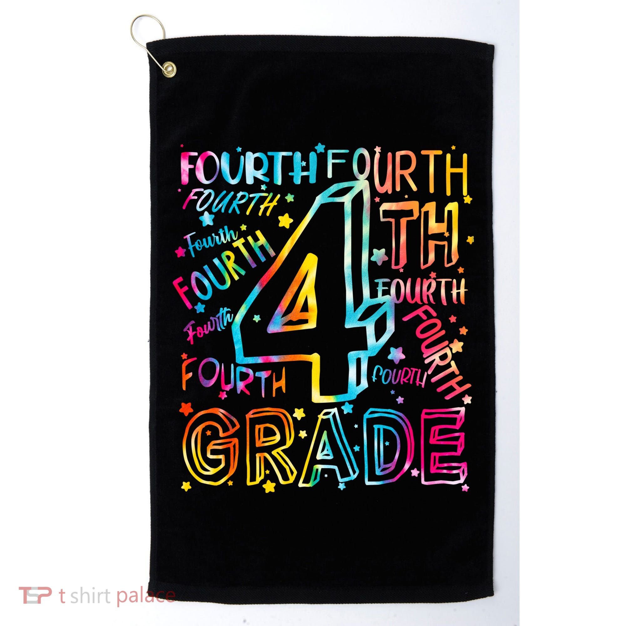 Fourth Grade 4th Grade Tie Dye Word Art Golf Towel