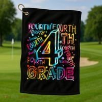 Fourth Grade 4th Grade Tie Dye Word Art Golf Towel thumb 1