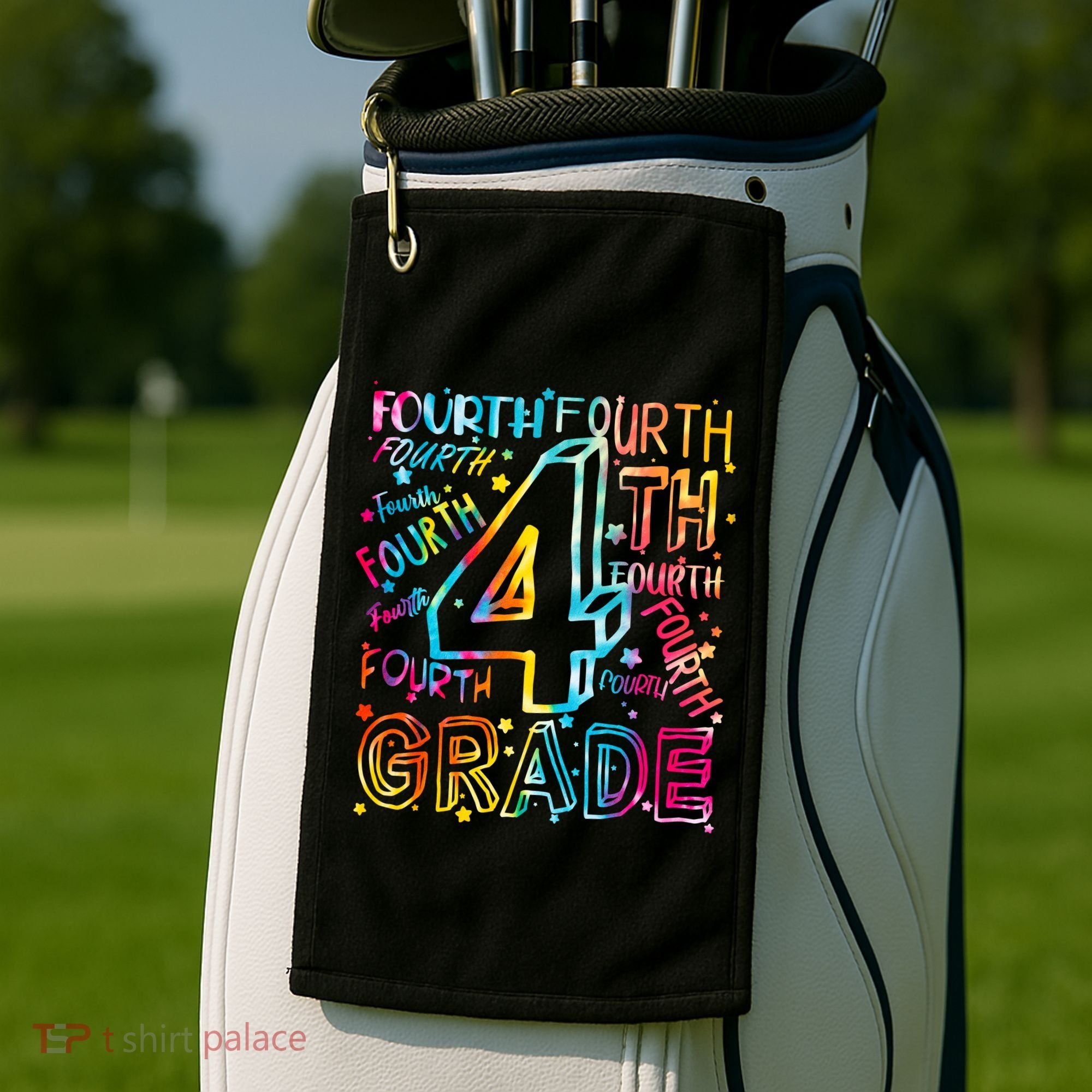 Fourth Grade 4th Grade Tie Dye Word Art Golf Towel
