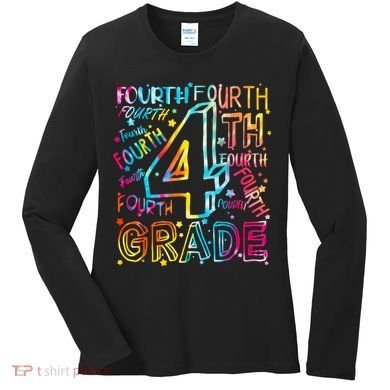 Fourth Grade 4th Grade Tie Dye Word Art Women's Long Sleeve Shirt