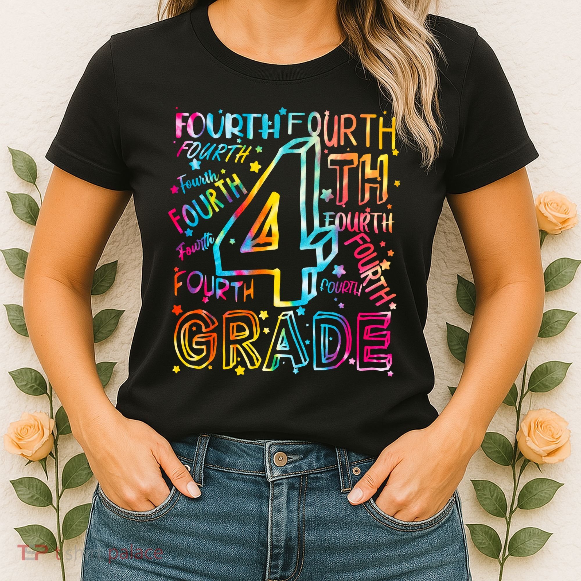 Fourth Grade 4th Grade Tie Dye Word Art Women's T-Shirt