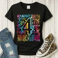Fourth Grade 4th Grade Tie Dye Word Art Women's T-Shirt thumb 3
