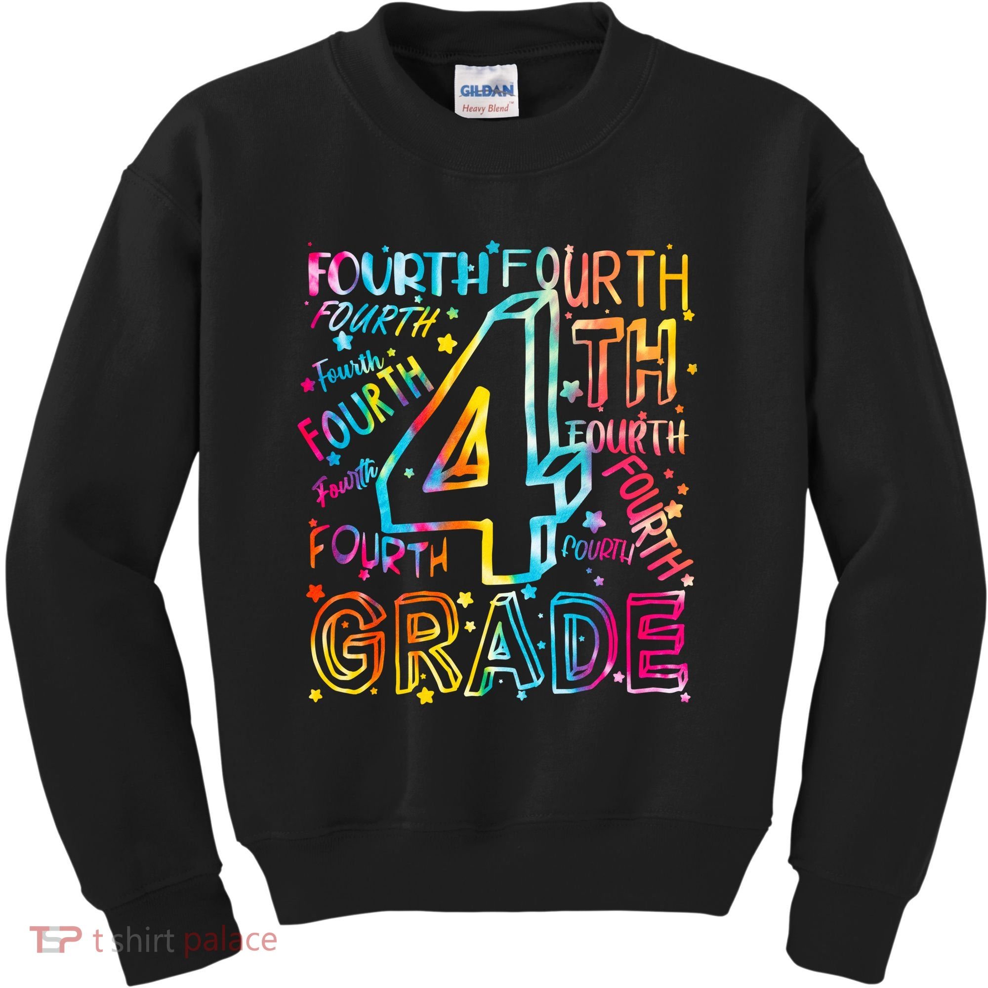 Fourth Grade 4th Grade Tie Dye Word Art Kids Sweatshirt